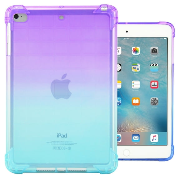 Cute Back Cover Case for iPad 9.7 Tablet (iPad 6th/5th Generation 2018 2017 /iPad Air 2 2014 /iPad Air 1st 2013, 9.7 Inch) - Slim Fit Light Weight Durable Silicone Back Cover Case (Purple Green)