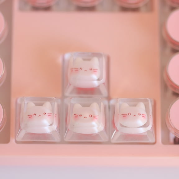 Cute Backlit Cat ESC Keycaps Girl Gift for Cherry MX Switch Game Mechanical Keyboard Key Caps Transparent Handmade Customized