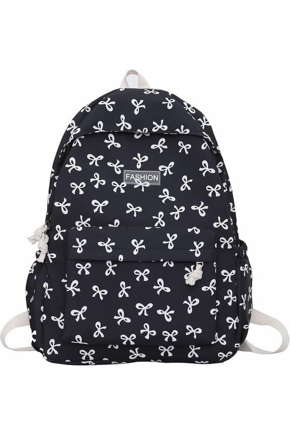 Cute Backpack Bow Tie Daypack, Kawaii Shoulder Bag Trendy Design Aesthetic Casual Coquette Backpack Purse Bookbag