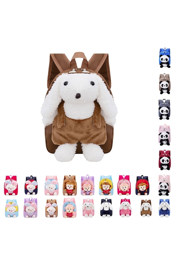 Cute Backpack Bunny Backpack with Detachable Soft Plush Toy for Travel & Back-to-School Gifts Birthday Gifts(D-Coffee)