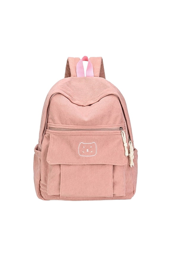Cute Backpack Corduroy Large Capacity Bag for Commuting Daily Travel Use