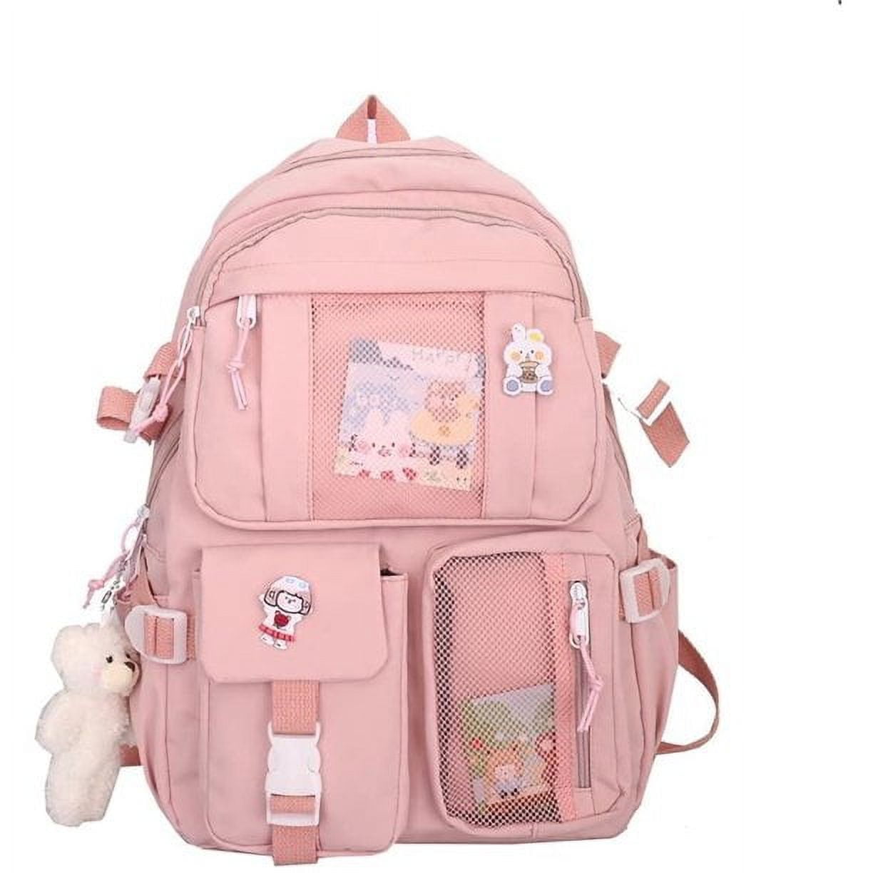 Cute Backpack Kawaii School Supplies Laptop Bookbag, Back to School and Off  to College Accessories (Pink) 