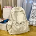 thumbnail image 1 of Cute Backpack Korean Lightweight Nylon Drawstring Backpack Japanese Forest Style Solid Color Bow For Sports Travel Book Bag, 1 of 2