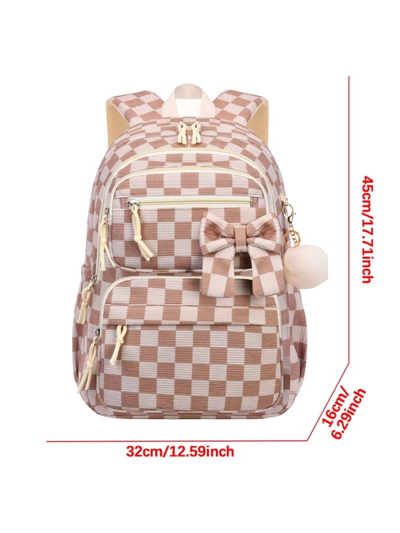 Cute Backpack, Large Capacity Daypack, Bow/Cherry/Floral/Coquette Aesthetic Laptop Bag for Travel Daily - 13''x6''x17''