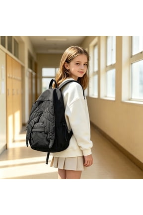 Cute Backpack Purse with Wing Design Lightweight Daypack with Adjustable Straps Everyday Carryall For Commute And Travel 2026 Back to School(Black)