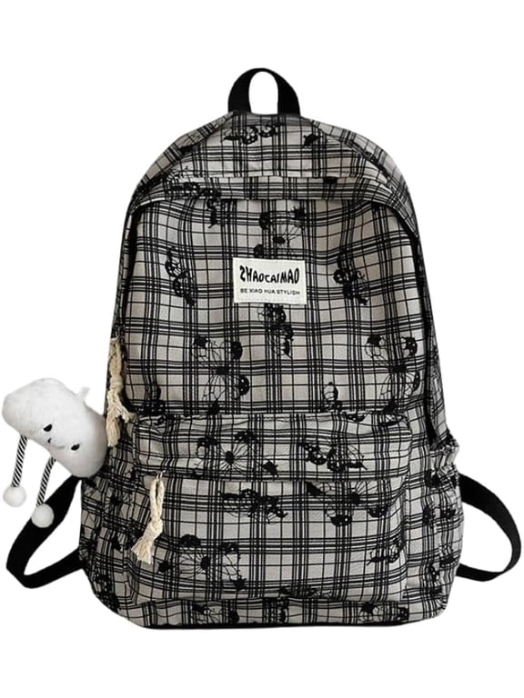 Cute Backpack Trendy Shoulder Bag, Kawaii Floral Aesthetic Mori Kei Daypack Coquette Fairy Backpack Y2k Purse Bookbag