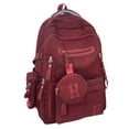 thumbnail image 1 of Cute Backpack Vintage Letter Canvas Backpack with Detachable Coin Pouch, Kawaii Backpack for Teen Girls & College Women, Large Capacity School Backpack for Daily Campus & Travel, Red Backpack, 1 of 7