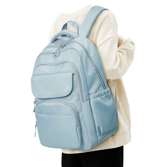 Cute Backpack for Women Men, Waterproof High School Bag Basic Backpack for College Students, Travel Laptop Backpack Lightweight Casual Daypack, Middle School Bookbag, Blue