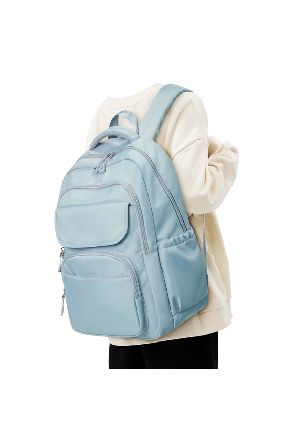 Cute Backpack for Women Men, Waterproof High School Bag Basic Backpack for College Students, Travel Laptop Backpack Lightweight Casual Daypack, Middle School Bookbag, Blue