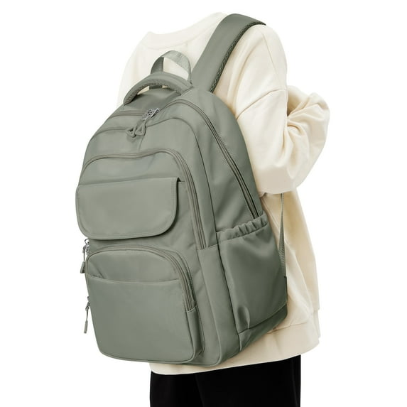 Cute Backpack for Women Men, Waterproof High School Bag Basic Backpack for College Students, Travel Laptop Backpack Lightweight Casual Daypack, Middle School Bookbag, Olive Green