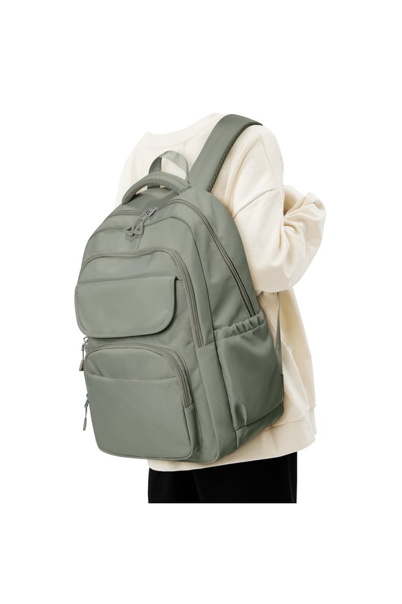 Cute Backpack for Women Men, Waterproof High School Bag Basic Backpack for College Students, Travel Laptop Backpack Lightweight Casual Daypack, Middle School Bookbag, Olive Green