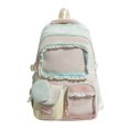 thumbnail image 1 of Cute Backpack for Kids Kawaii School Bag Laptop Bookbags Preppy Aesthetic Backpack with Clear Window Pocket and Lace Trim Detail, 1 of 4