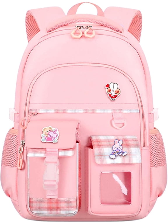 Cute Backpack for students Kawaii Bookbag Elementary Middle School Student Back Packs Aesthetic Travel Daypack Ages 6-8 8-10 10-12 (Blue,L)