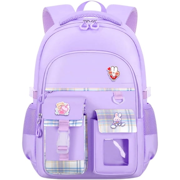 Cute Backpack for students Kawaii Bookbag Elementary Middle School Student Back Packs Aesthetic Travel Daypack Ages 6-8 8-10 10-12 (Blue,L)