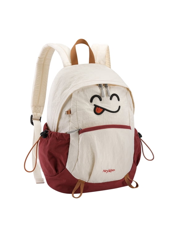 Cute Backpacks for Girls Boys Teen Kids Women, Lightweight Small Bookbag with 13.3" Laptop Sleeve, Water-Resistant Casual Daypack for Travel School Backpack Them Park Commute, White Res