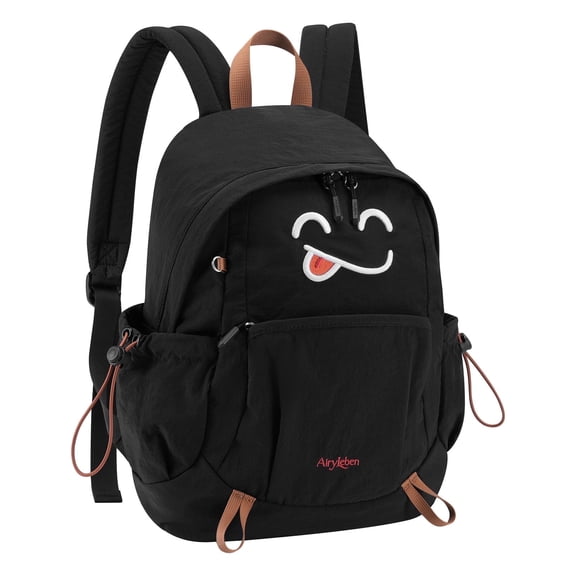 Cute Backpacks for Girls Boys Teen Kids Women, Lightweight Small Bookbag with 13.3" Laptop Sleeve, Water-Resistant Casual Daypack for Travel School Backpack Them Park Commute, Black