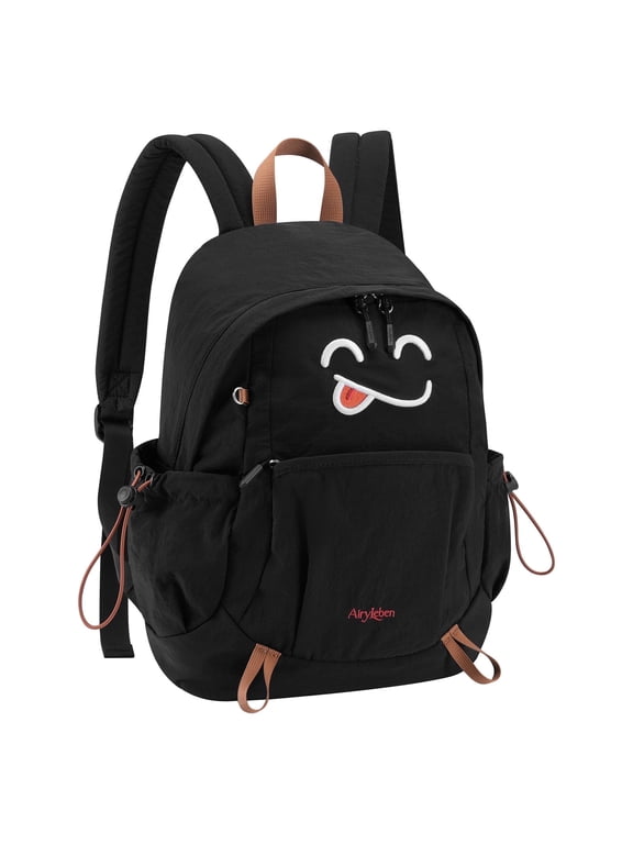 Cute Backpacks for Girls Boys Teen Kids Women, Lightweight Small Bookbag with 13.3" Laptop Sleeve, Water-Resistant Casual Daypack for Travel School Backpack Them Park Commute, Black