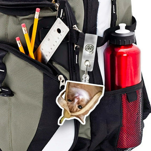 Cute Badge Reel, 2D Acrylic Cat Expression ID Badge Holder with Retractable Clip and Clear Strap for Work ID Cards Name Tags Nurses Office Staff Accessories