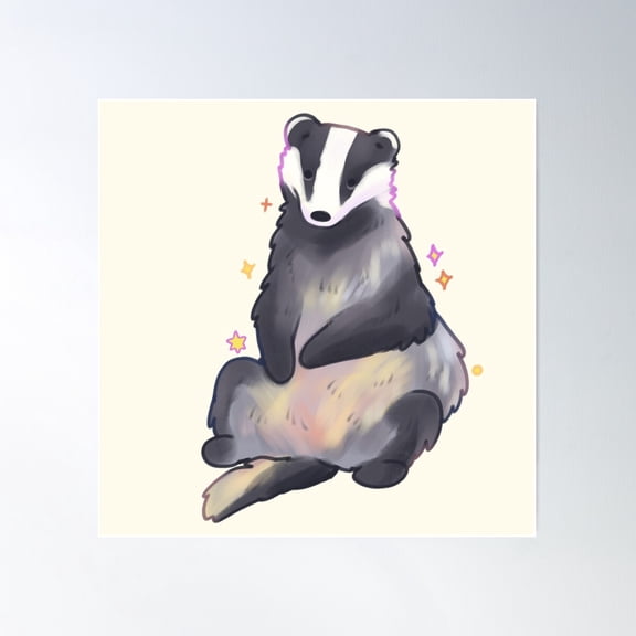 Cute Badger Poster Wall Art, Modern Wall Decor For Living Room Bedroom, 8x12 UNFRAMED