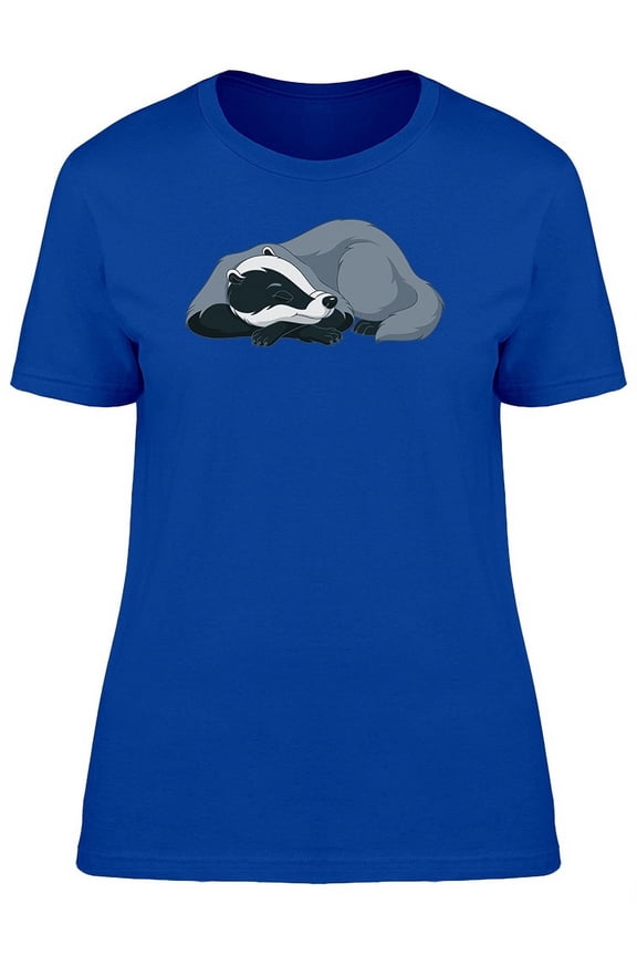 Cute Badger Sleeping Cartoon T-Shirt Women -Image by Shutterstock, Female x-Large