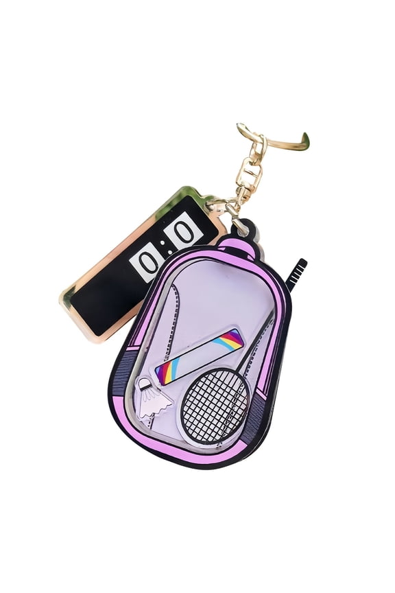 Cute Badminton Backpack Shaker Charm for and Kids Wobbler Keychain for Bags and Rooms,5 cm,Purple