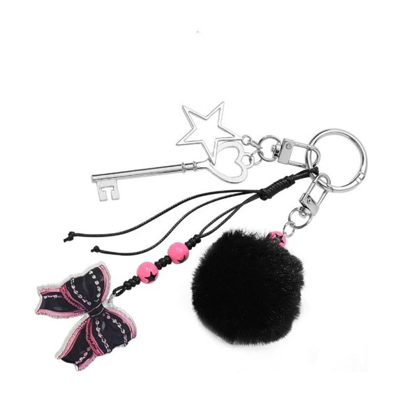 Cute Bag Charm Pendant Keyring Bows Star Braided Rope Keychain Bag Charm for Backpack Purse Handbag Decorations Gift