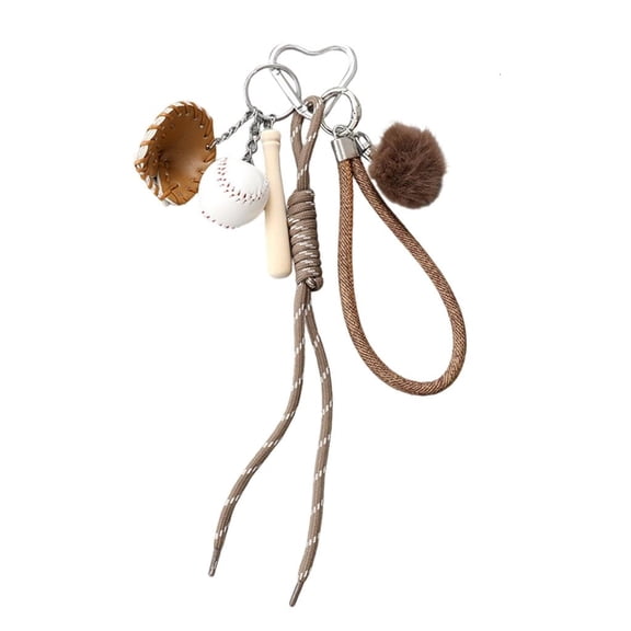 Cute Bag Charm Pendant Keyring Plush Ball Baseball Braided Rope Keychain Bag Charm for Backpack Purse Handbag Decoration