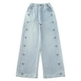 thumbnail image 1 of Cute Baggy Jeans for Teen Girls Elastic Waist Wide Leg Jeans Y2𝐊 Streetwear Kids Straight Leg Denim Pants Trousers, 1 of 9