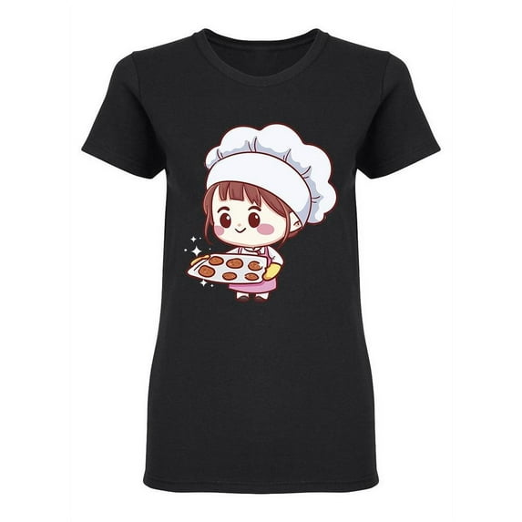 Cute Bakery Chef Girl Design Shaped T-Shirt Women -Image by Shutterstock, Female XX-Large
