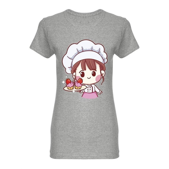 Cute Bakery Chef Girl Shaped T-Shirt Women -Image by Shutterstock, Female Large