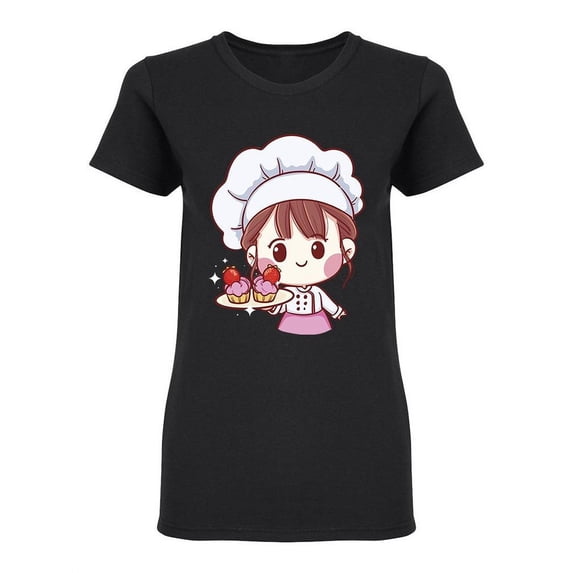 Cute Bakery Chef Girl Shaped T-Shirt Women -Image by Shutterstock, Female XX-Large