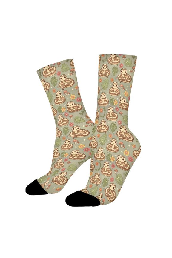 Cute Ball Python Funny Novelty Crew Socks for Women Men Sports