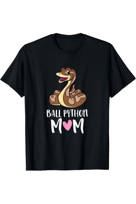 Cute Ball Python Mom Graphic Tee Retro Snake Lover Reptile Owner Women's Short Sleeve T-Shirt Funny Animal Pet Design