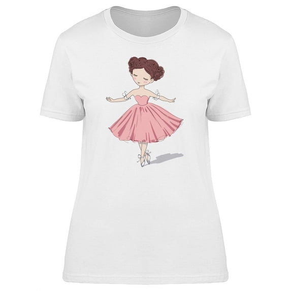 Cute Ballerina Girl Dancing T-Shirt Women -Image by Shutterstock, Female Medium