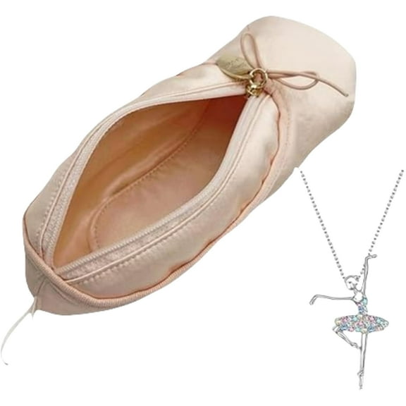 Cute Ballet Slipper Pouch Makeup Bag Dance Recital Gifts Ballerina Dancer Stuff Accessories Pointe Shoe Cosmetic Bag (Pink-N1)