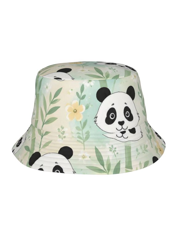 Cute Bamboo Panda Fisherman's Hat Casual and Breathable Sun Hat for Men and Women