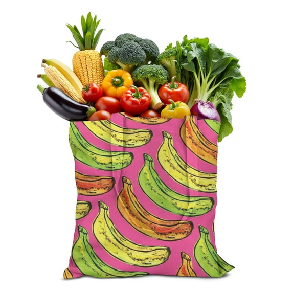Cute Banana Canvas Tote Bag – Reusable Grocery Bag with Tropical Yellow Fruit Print, Kawaii Banana Illustration, Eco-Friendly Cotton Shopper for Everyday Use