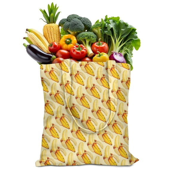 Cute Banana Canvas Tote Bag – Reusable Grocery Bag with Tropical Yellow Fruit Print, Kawaii Banana Illustration, Eco-Friendly Cotton Shopper for Everyday Use
