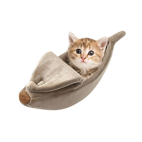 Cute Banana Cat Bed House Extra Large Size, Christmas Soft Cat Cuddle Bed, Lovely Pet Supplies for Cats Kittens Rabbit Small Dogs, Brown