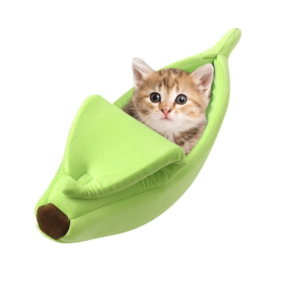 Cute Banana Cat Bed House Extra Large Size, Christmas Soft Cat Cuddle Bed, Lovely Pet Supplies for Cats Kittens Rabbit Small Dogs,  Green