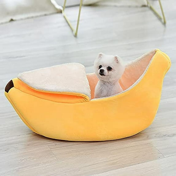Cute Banana Cat Bed House,Warm Soft Punny Dogs Sofa Sleeping Playing Resting Banana Bed,Lovely Pet Supplies for Cats Small Dog Rabbit