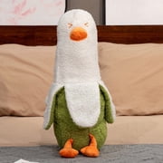 Cute Banana Duck Stuffed Animal Long Banana Chef Duck Plush Pillow for Girls and Boys