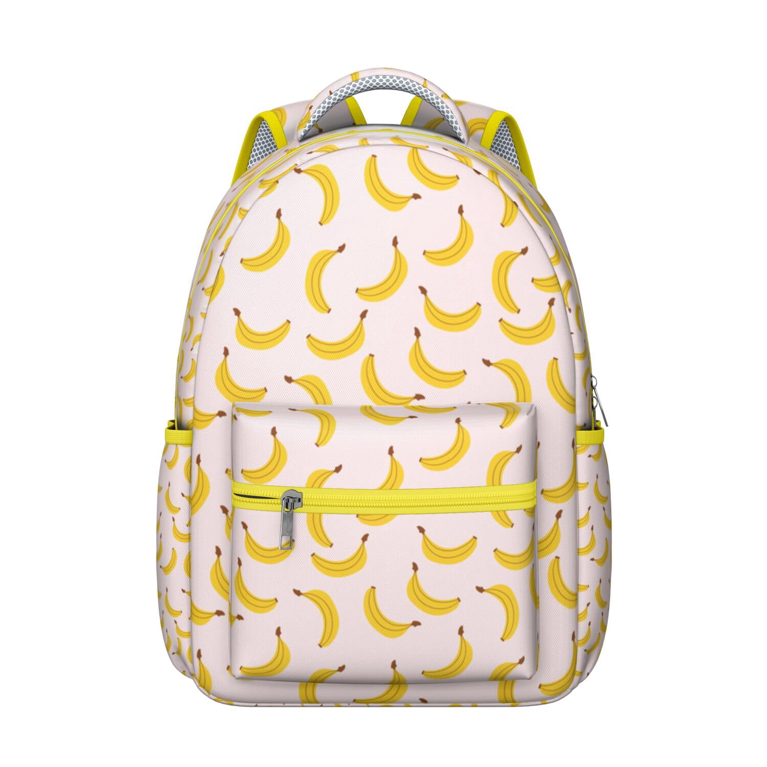 Cute Banana Pattern Backpack Tropical Banana School Bag with Yellow ...