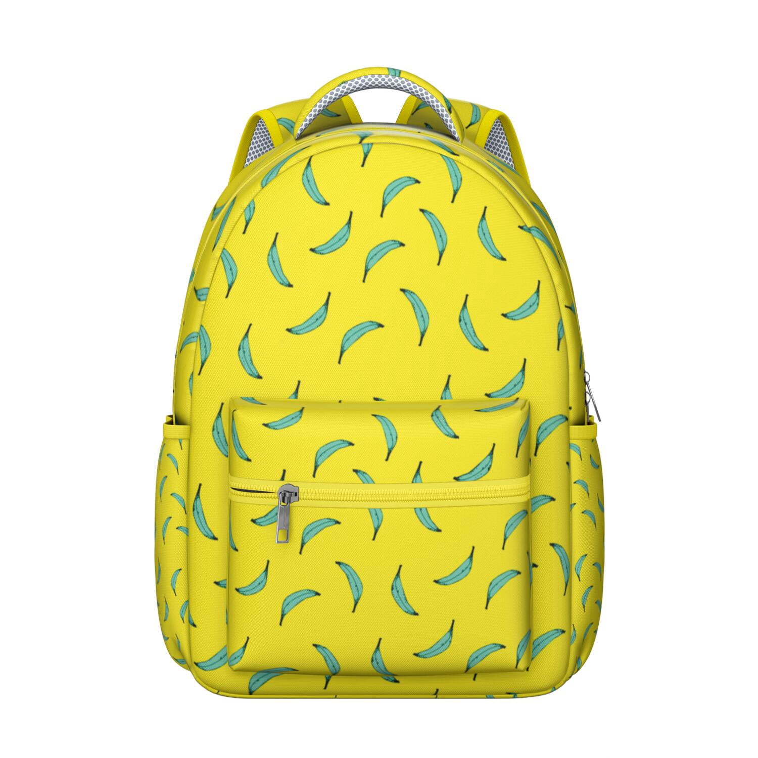 Cute Banana Pattern Backpack Tropical Banana School Bag with Yellow ...