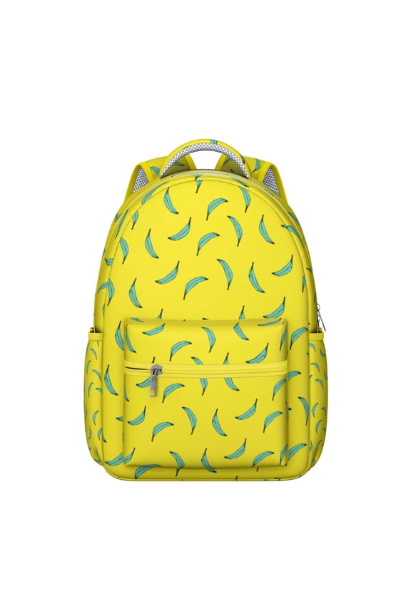 Cute Banana Pattern Backpack Tropical Banana School Bag with Yellow Aesthetic, Cartoon Design, and Fruit Lover Print