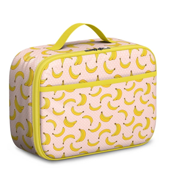 Cute Banana Pattern Insulated Lunch Tote - Durable Oxford Cloth Reusable Lunch Container with Spill-Resistant Interior & Portable Handle