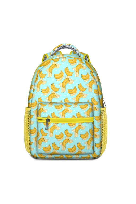 Cute Banana Pattern Waterproof Backpack - Lightweight Durable School Bag with Padded Straps & Organized Storage for Students & Commuters