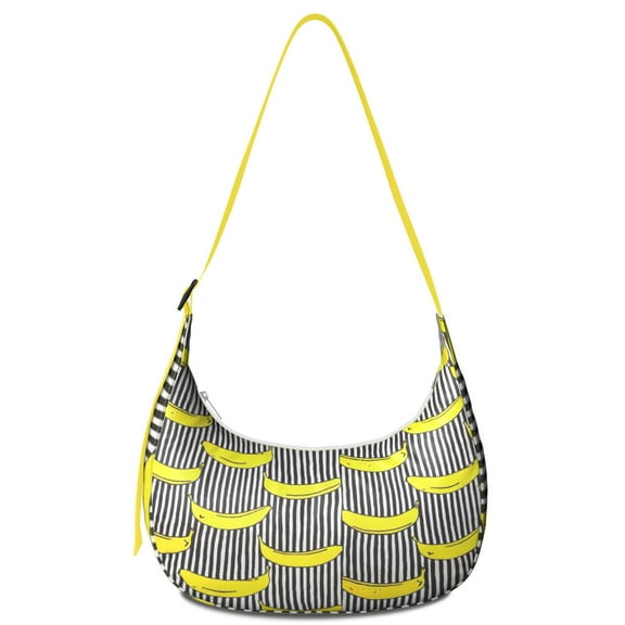 Cute Banana Print Crossbody Handbag for Women, Yellow Tropical Fruit Shoulder Tote, Lightweight Water-Resistant Hobo Purse with Sweet Kawaii Cartoon Design