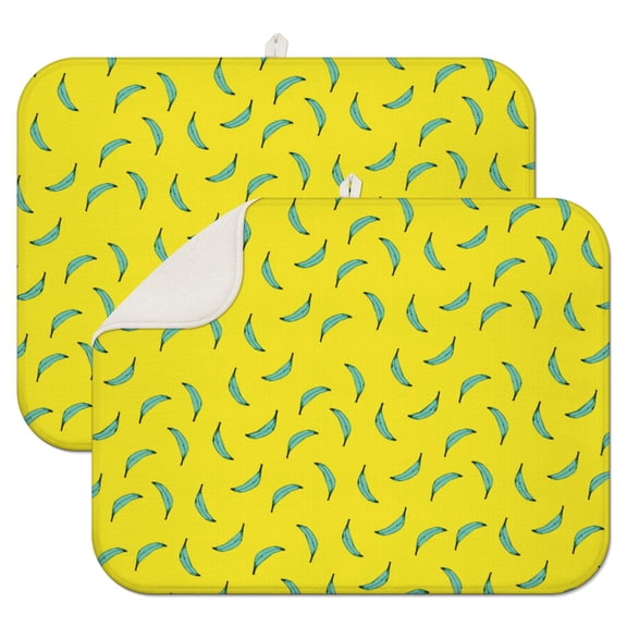 Cute Banana Print Drying Mat – Aesthetic Yellow Banana Pattern Microfiber Kitchen Mat, Sweet Fruit Design for Tropical Cartoon Style Decor