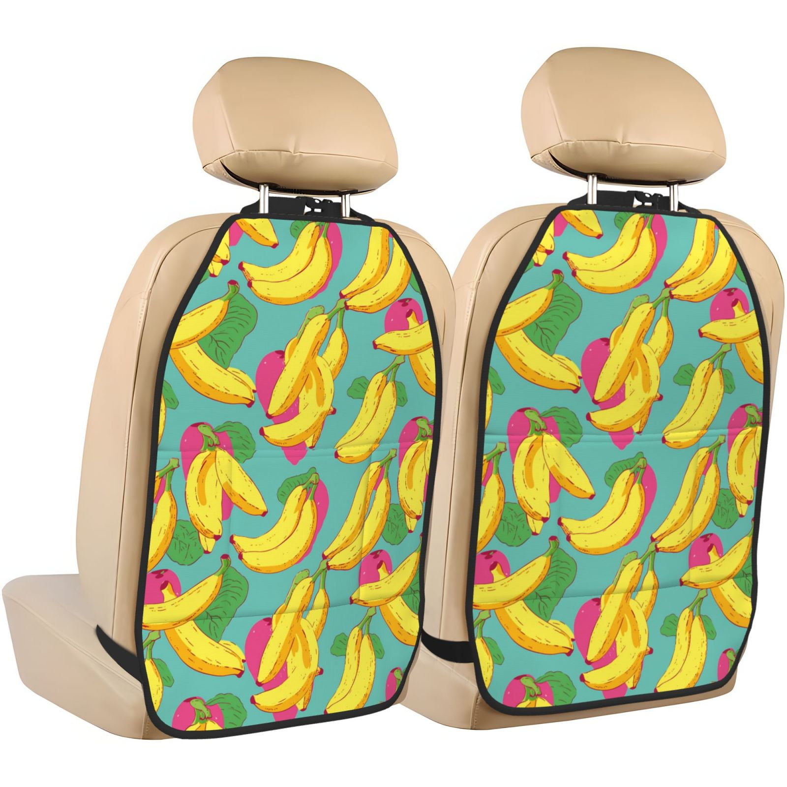 Cute Banana Purple Fruit 2 Piece Backseat Car Organizer 2 Piece